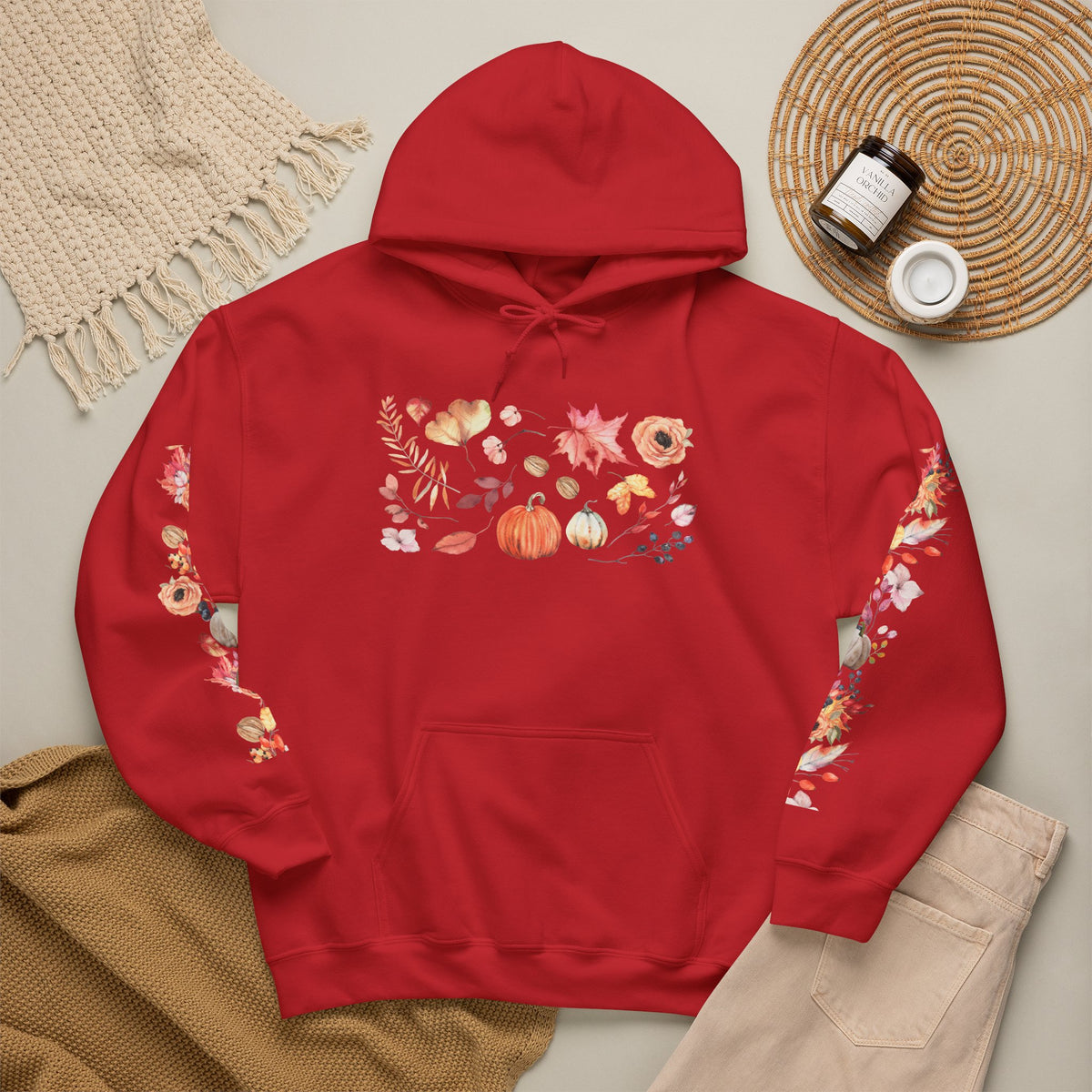 Fall Floral Unisex Hooded Sweatshirt
