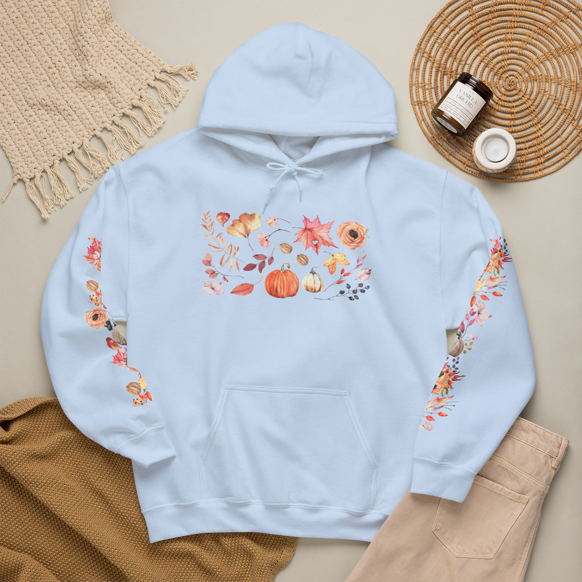 Fall Floral Unisex Hooded Sweatshirt