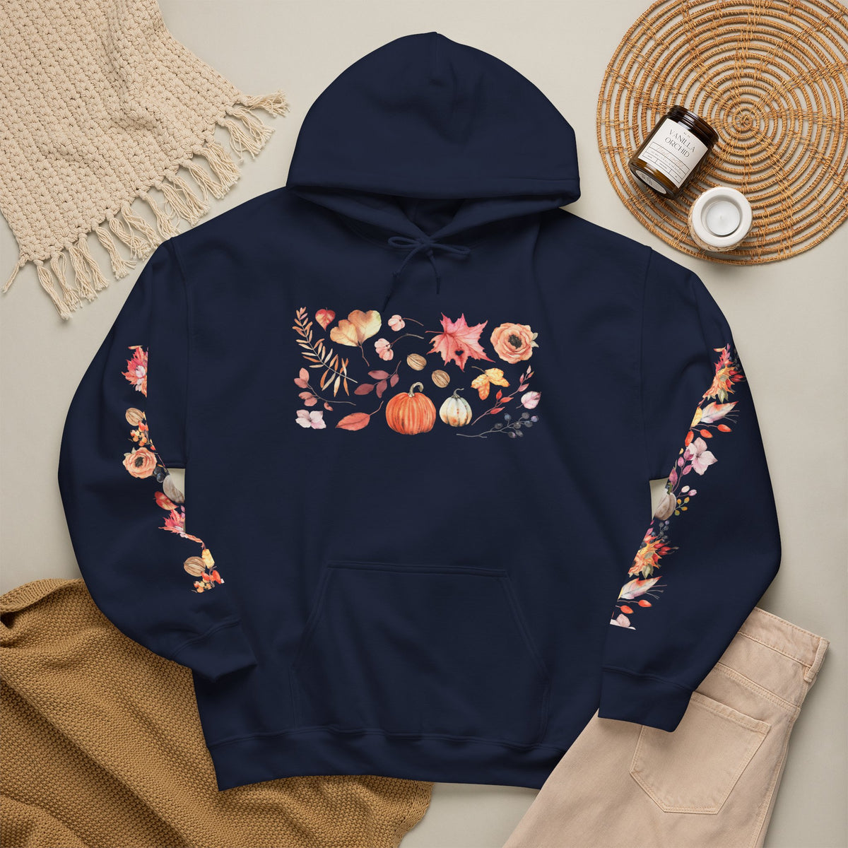 Fall Floral Unisex Hooded Sweatshirt