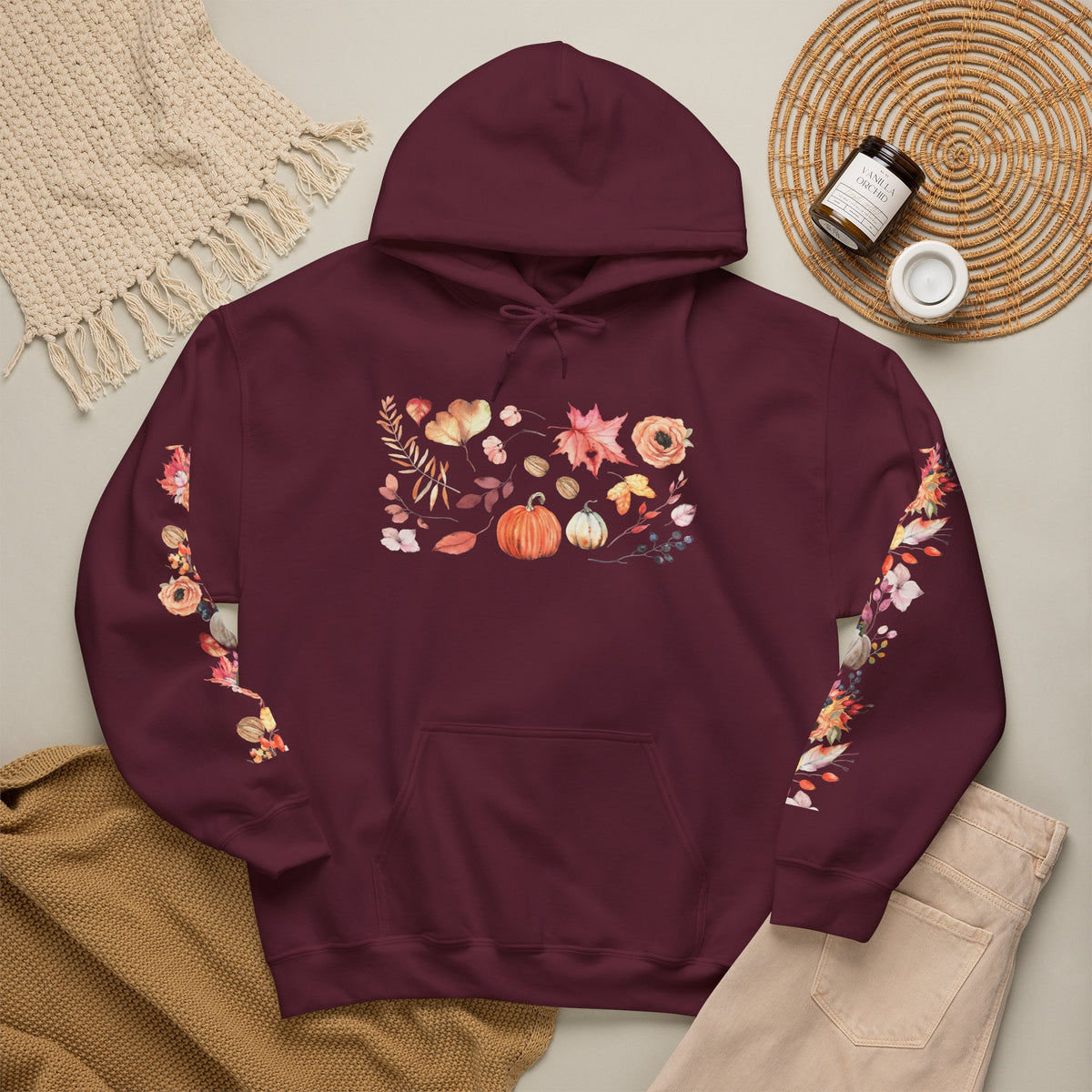 Fall Floral Unisex Hooded Sweatshirt