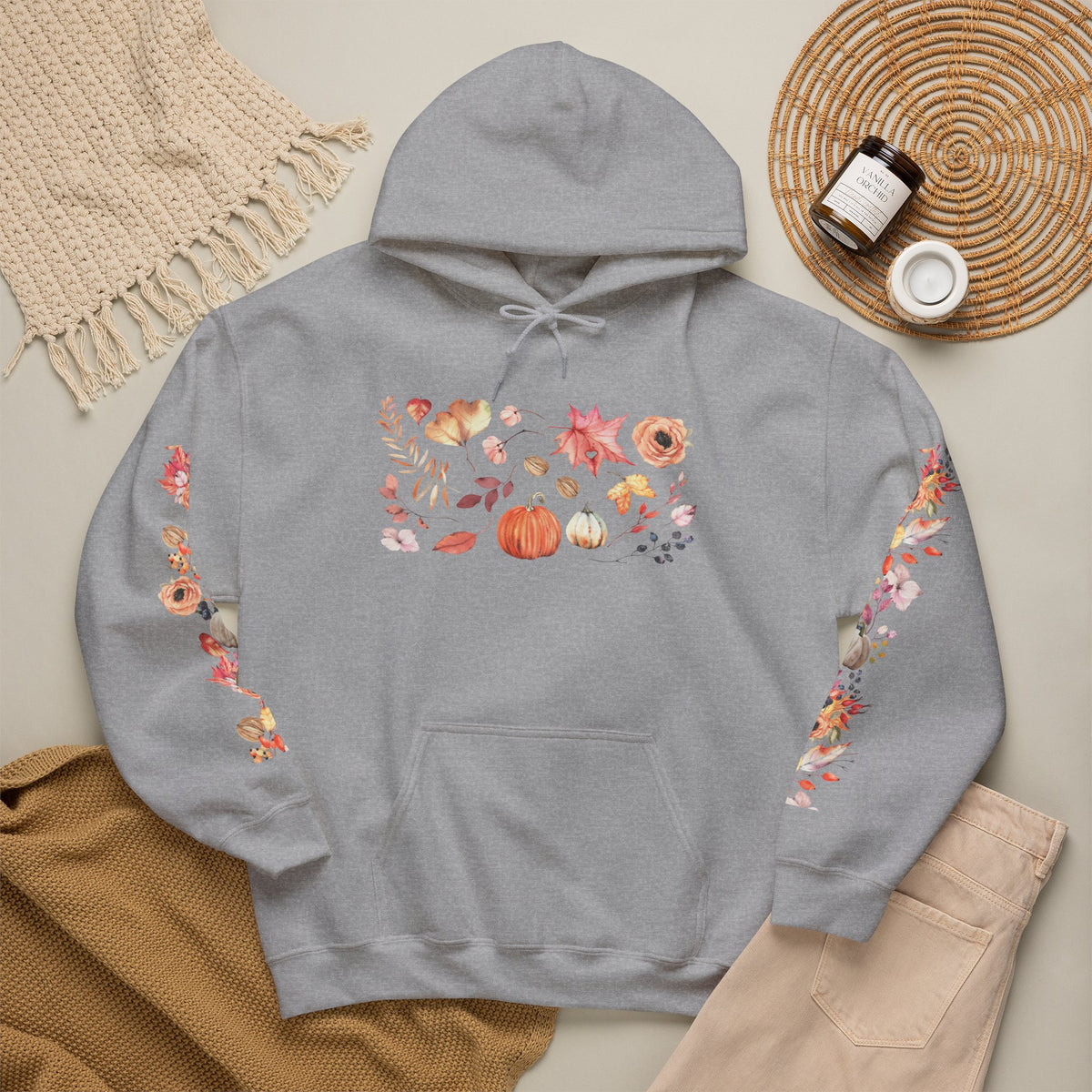 Fall Floral Unisex Hooded Sweatshirt
