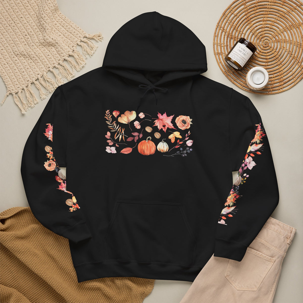 Fall Floral Unisex Hooded Sweatshirt