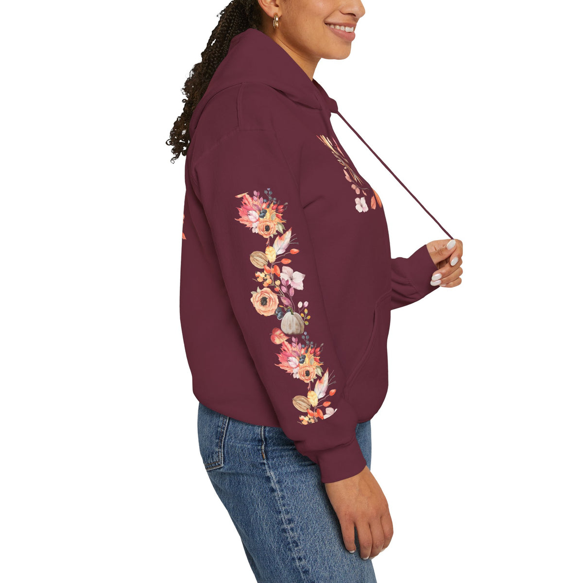 Fall Floral Unisex Hooded Sweatshirt
