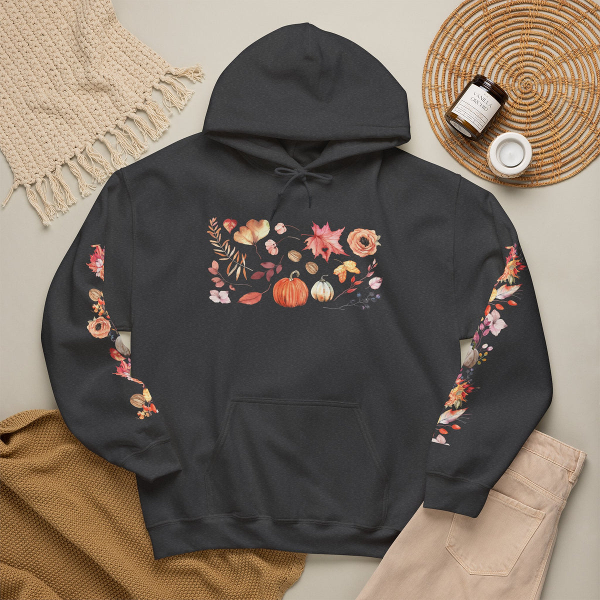 Fall Floral Unisex Hooded Sweatshirt